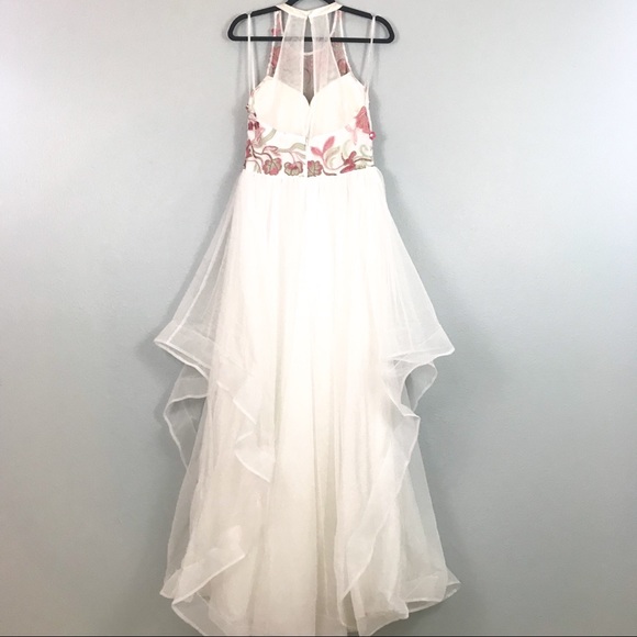Embroidered Mesh & Tulle Halter Gown for Prom - Picture 6 of 8